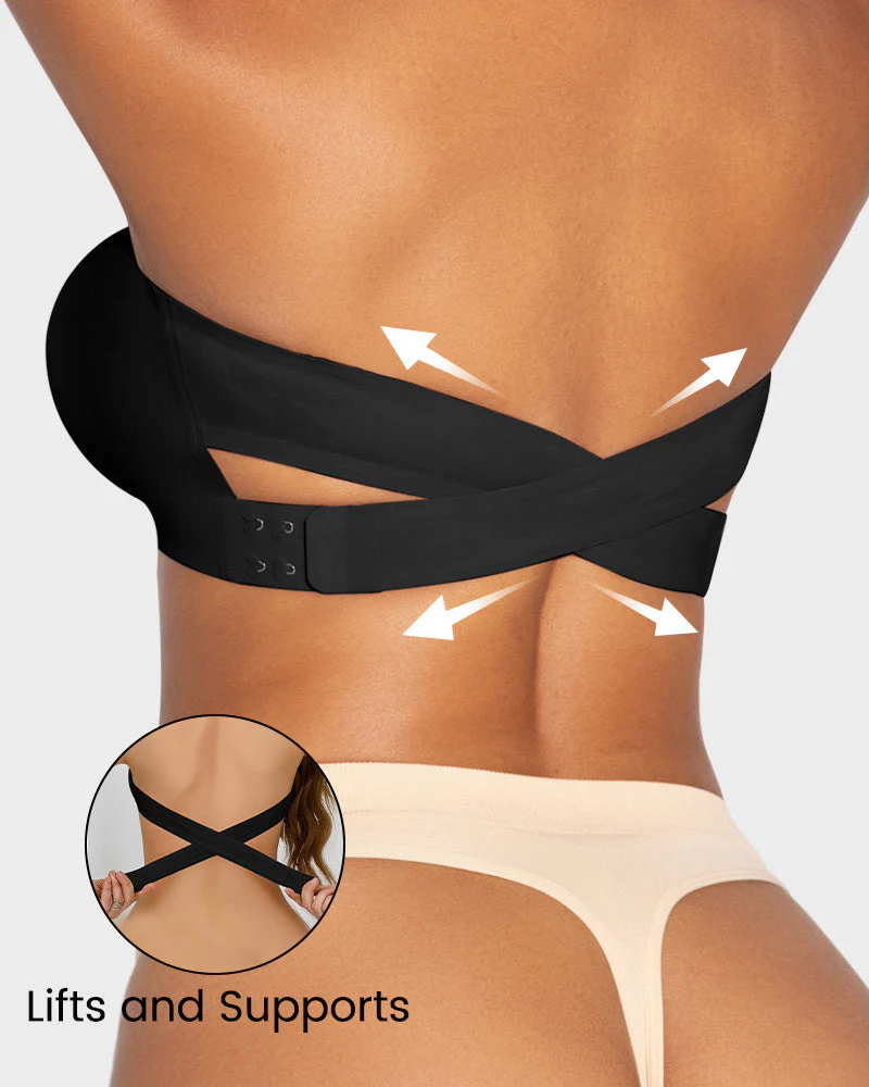 Non-Slip Crossover Side Hook Bandeau Bra - Image 10