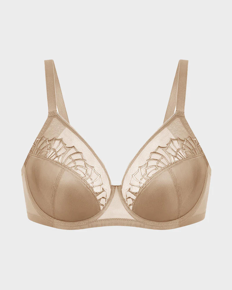 Plus-Size Pearl Shimmer Lace Minimizer Bra - Image 4