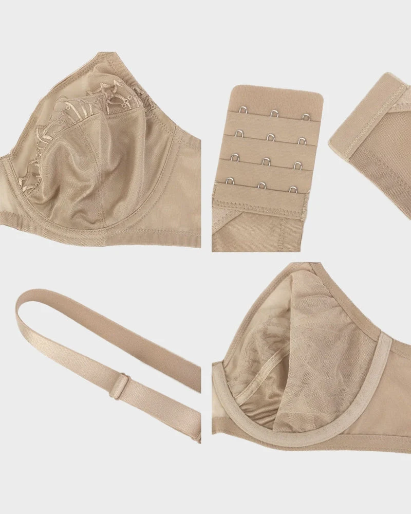 Plus-Size Pearl Shimmer Lace Minimizer Bra - Image 5