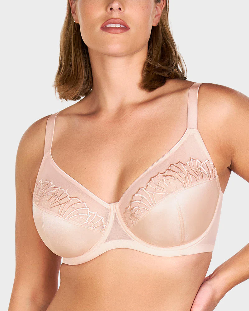 Plus-Size Pearl Shimmer Lace Minimizer Bra - Image 7